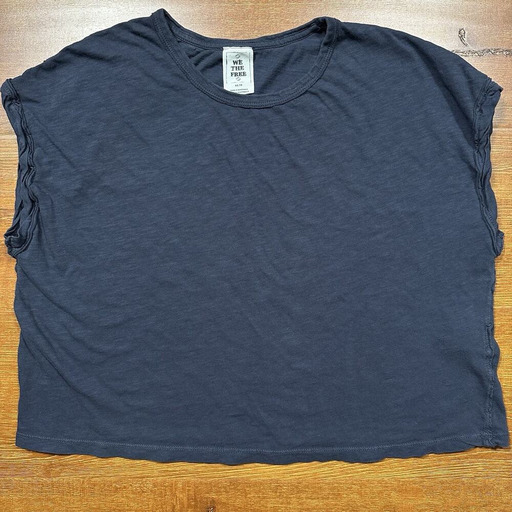 We The Free Sleeveless T Shirt Womens XS Gray Oversized Boxy Relaxed Fit Cut Off